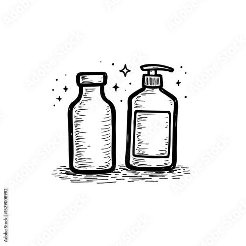 Hand-Drawn Illustration of Two Bottles: A Simple and Elegant Product Presentation