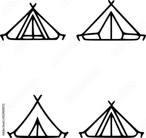 Camping Tent Silhouette Bundle with White Background