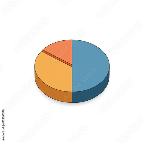 A three-dimensional pie chart graphic perfect for presentations reports and data visualizations offering a clean and modern design aesthetic.