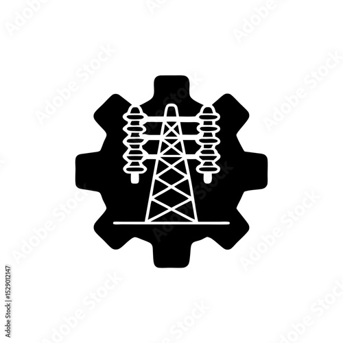 creative details electric substation icon vector illustration	