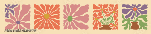 Psychedelic floral waves in vintage style