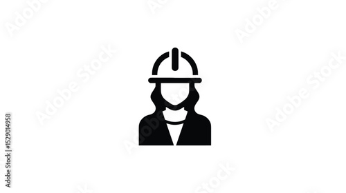 Vector silhouette Woman Construction Worker Icon: A Professional Profile Graphic