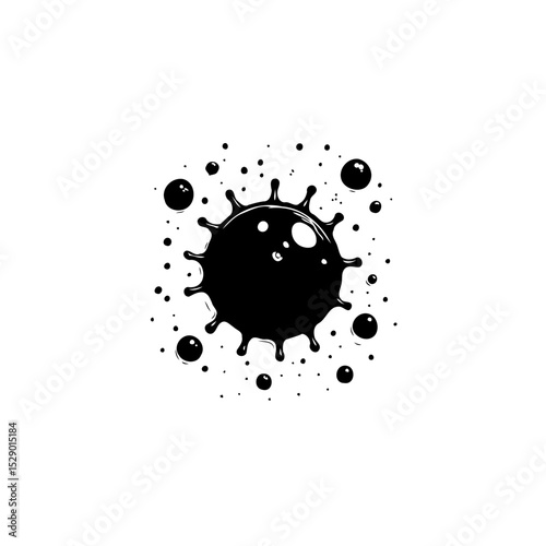 Abstract Black Ink Splatter with Droplets: A Visually Striking Vector Illustration