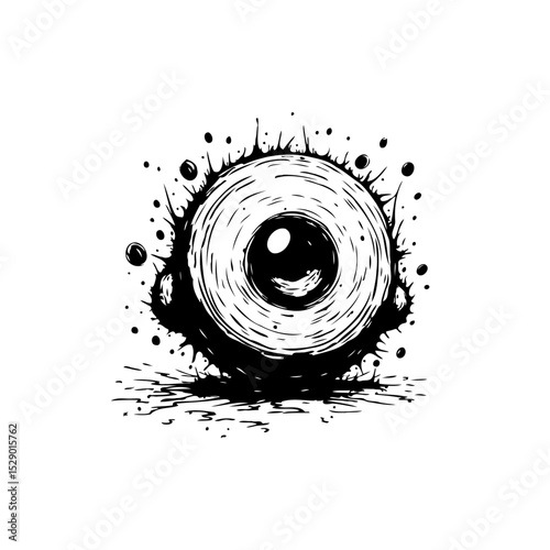 Stylized Eye with Ink Splatter Effect: A Whimsical and Imaginative Graphic Design