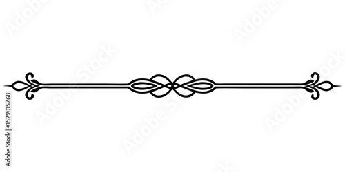 Decorative divider line with stylized ornaments, Isolated vector image on transparent background

