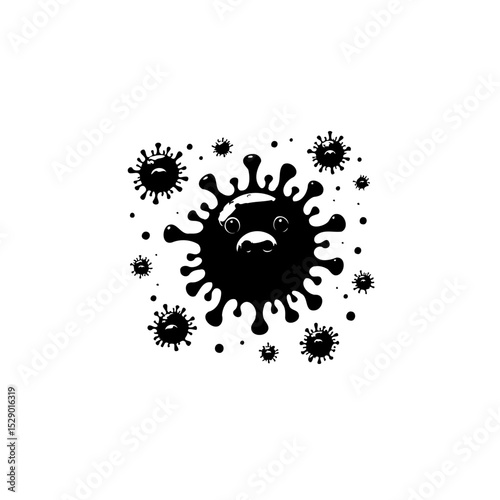 Illustration of Coronavirus with Sad Expression, Representing the Global Health Crisis