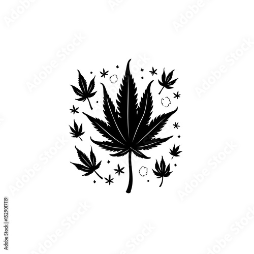 Elegant Cannabis Leaf Illustration: A Modern Design Depicting the Iconic Plant