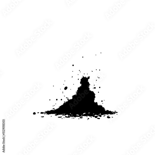 Minimalist Black Ink Splash on White Background for Creative Design Projects