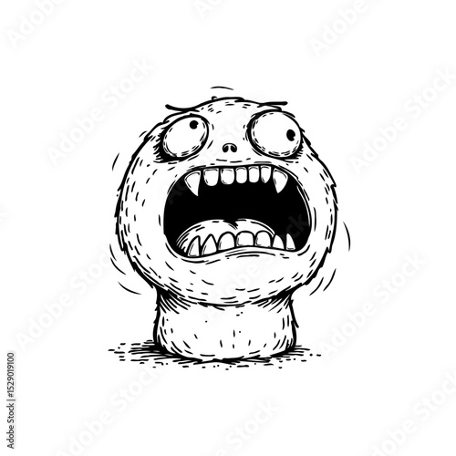 Expressive monster illustration depicting panic, anxiety, and fear, a whimsical character design