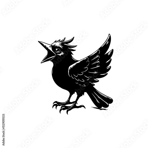 Expressive Crow Illustration in Black and White for Creative Projects