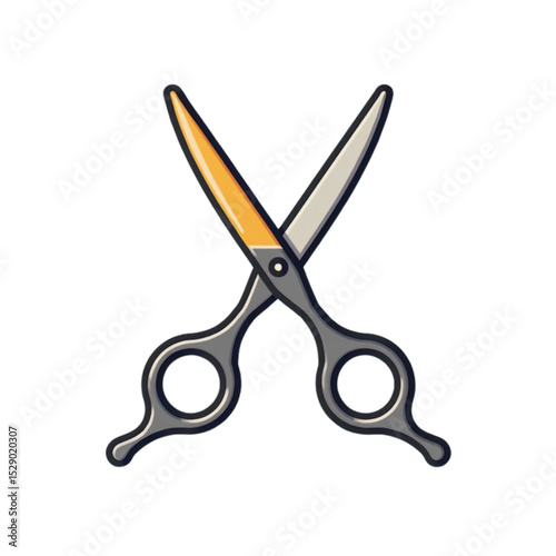 Colorful scissors with orange and silver blades 