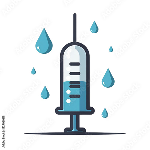 A bright syringe with drops of vaccine

