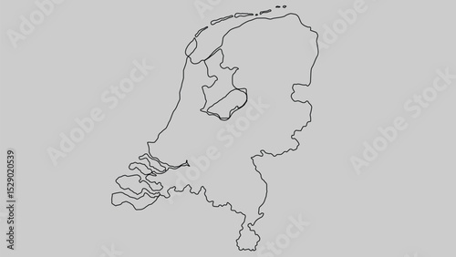 Outline Map of the Netherlands A Simple Line Drawing