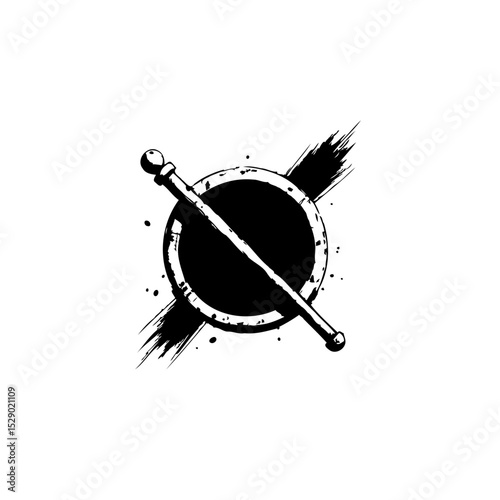 Abstract representation of martial arts weapon, symbol design for strength concept