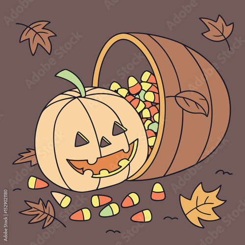 Pumpkin with candy spilling out
