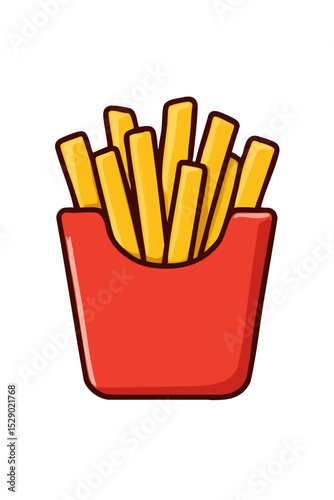 A bag of French fries on white background