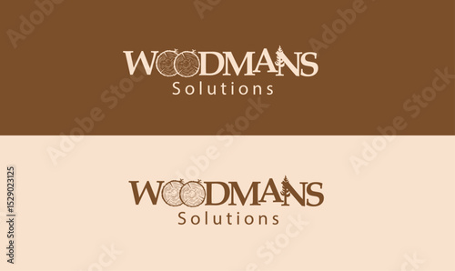 Woodmans Solutions, Wood logo, Timber logo, Nature branding, Eco-friendly logo, Rustic design, Forestry logo, Tree log icon, Sustainable branding, Natural business identity, Lumber logo