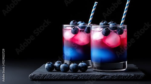 Wallpaper Mural Refreshing layered beverages in red white and blue with ice and striped straws perfect for Independence Day celebrations. Patriotic layered drinks a cool summer refreshment ideal Torontodigital.ca