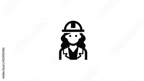 Vector silhouette Female Engineer Icon: Construction, Architecture, and Engineering Symbol
