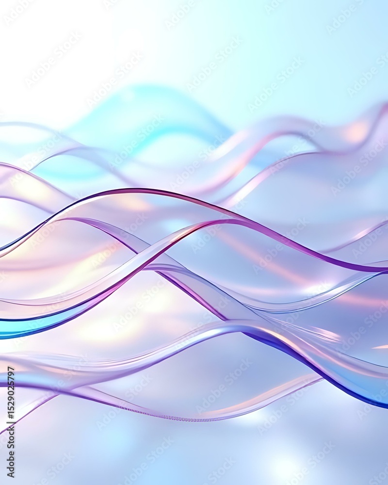 Obraz premium Abstract Glass Wave Background with Soft Pastel Reflections