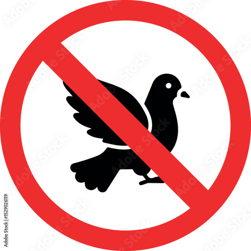 no pigeon icon vector, birds not allowed symbol, pigeon prohibited sign
