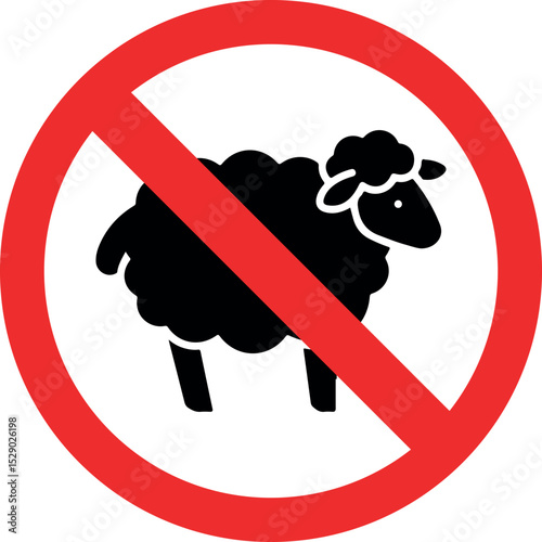 no sheep icon vector, sheep not allowed symbol, animal prohibited sign
