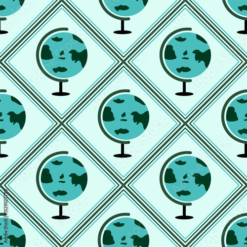 globe with geometric mosaic seamless pattern design background wallpaper fabric textile