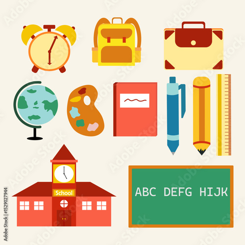 set of school supplies simple vector illustration design collection