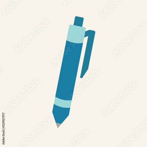 simple blue pen school supplies vector illustration office design