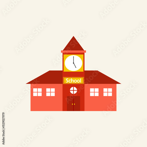 red school building vectol illustration design