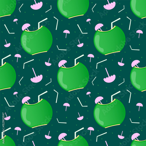 coconut summer beach seamless pattern vector background