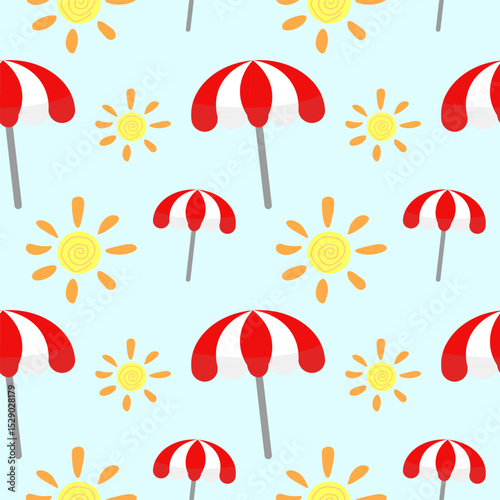 beach umbrella with sun summer seamless pattern backgroun and wallpaper