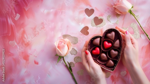 Soft pink and red gradient background, delicate lace pattern, and subtle gold foil decoration. Romantic and elegant.