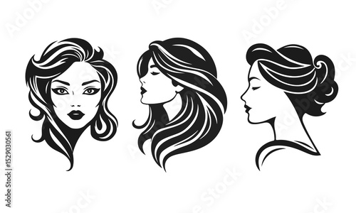 Elegant woman silhouette, female vector, beauty salon logo, lady face outline, stylish girl head design