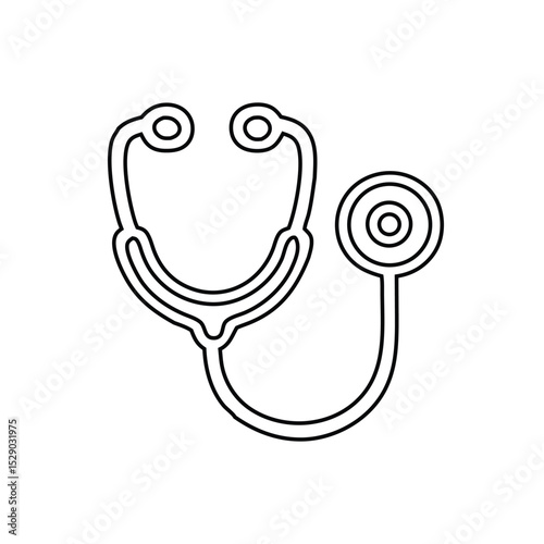 Simple line drawing of a stethoscope, suitable for medical websites, healthcare brochures, doctors office designs, and medical infographics.