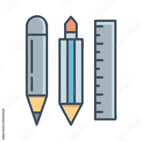Design & Drawing Tools icon set  computer programs, process production, perception, explore ideas and designers.
