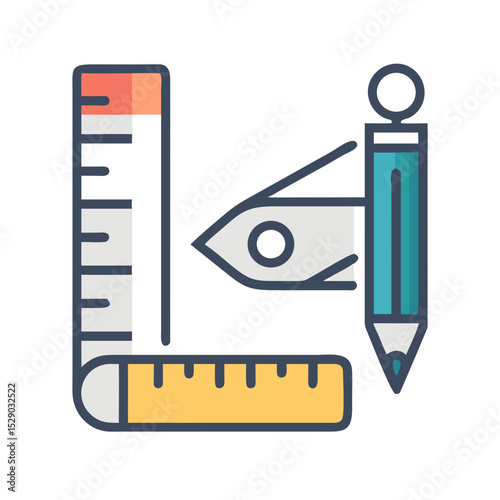 Design & Drawing Tools icon set  computer programs, process production, perception, explore ideas and designers.