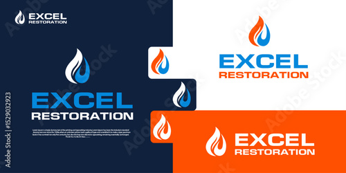 Excel Restoration Logo,drop logo,water logo,restoration logo modren,minimal 