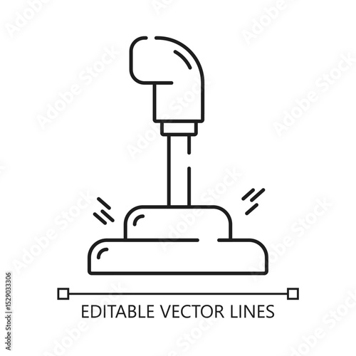Gear shifter line icon. Gear shifter closeup in a car interior. Suitable for automotive, transportation, driving, vehicle concepts, car rental, and car interior designs.