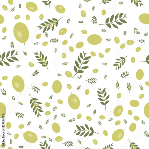 Wallpaper Mural Olive branch and olives on a light background. Floral seamless pattern. Torontodigital.ca