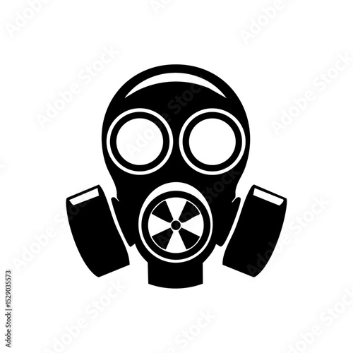 Protective gas mask icon in a bold minimalist style for hazard, pollution, or emergency visuals.

