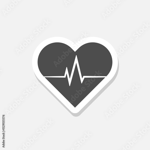 Heartbeat, heart beat pulse icon sticker isolated on gray background