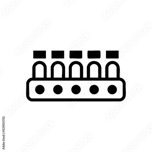 Vector icon of a lab test tube rack with securely capped vials.

