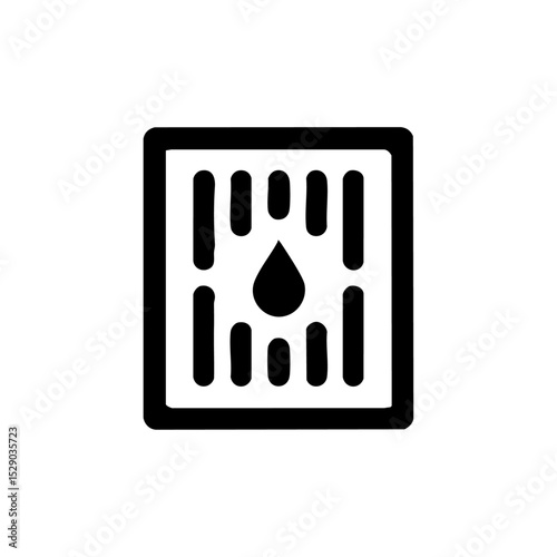 Minimalist sewer drain icon with droplet symbol, suitable for waste and plumbing concepts.

