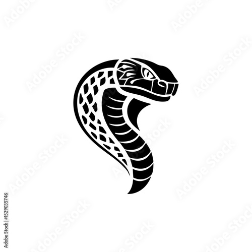 Fierce cobra snake head in stylized silhouette, ideal for logos, tattoos, or wildlife illustrations. Minimalist vector representing danger, power, and reptilian identity.


 
