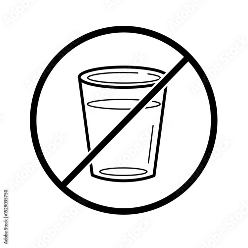 No drinking glass symbol in simple outline design  