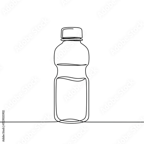 Clear outline of a plastic water bottle on a flat surface  