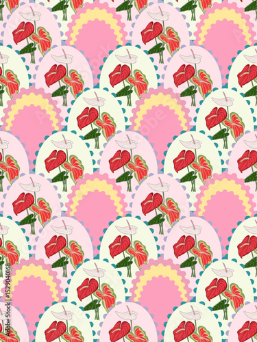 Colorful floral pattern design on white background