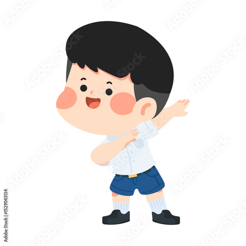 Cartoon Boy Dabbing in School Uniform