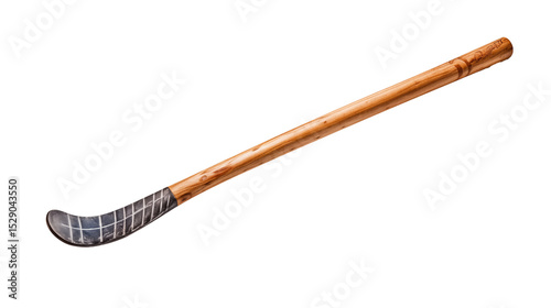 Isolated hockey stick with taped blade on a black plain studio background